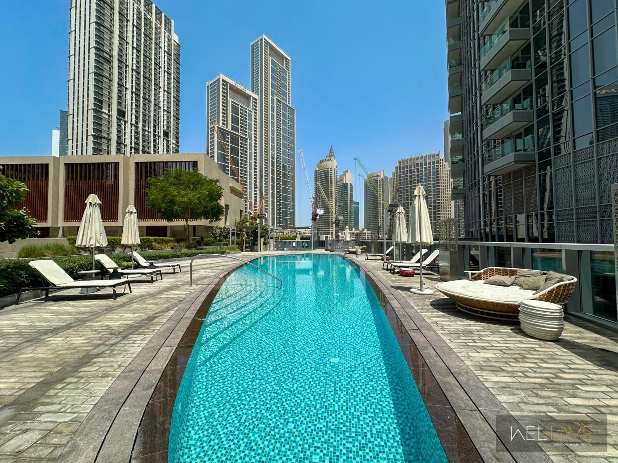 Welhome - Luxury Apartment Facing Burj Khalifa With Terrace Dubai Exterior photo